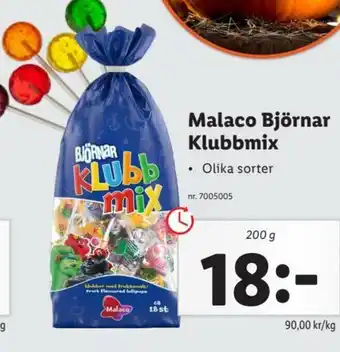 Lidl Malaco Björnar Klubbmix 200 g erbjuda