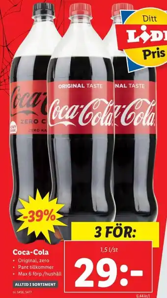 Lidl Coca-Cola 1,5 l erbjuda