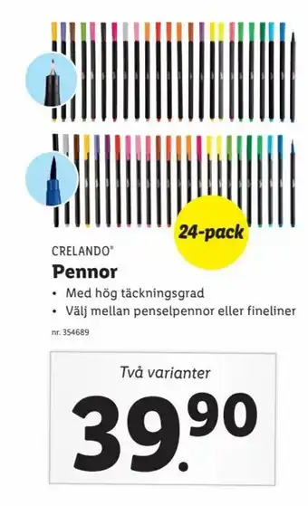 Lidl Crelando Pennor 24-pack erbjuda