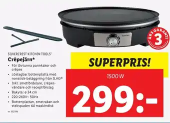 Lidl Silvercrest Kitchen Tools Crêpejärn 1500 W erbjuda