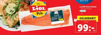 Lidl Laxfilé Färsk helsida 1 kg erbjuda