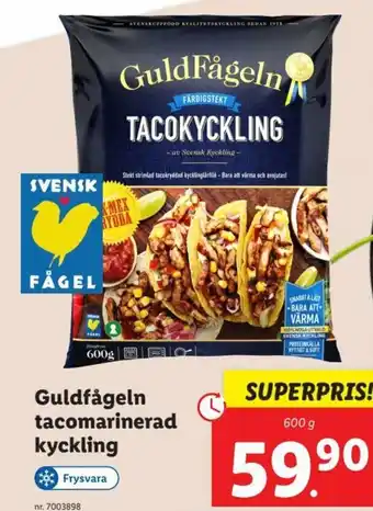 Lidl Guldfågeln Tacomarinerad kyckling 600 g erbjuda