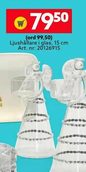 Ljushållare i glas, 15 cm