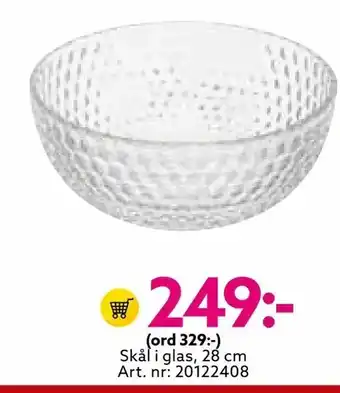 Albrekts Guld Skål i glas, 28 cm erbjuda