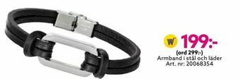 Albrekts Guld Armband i stål och läder erbjuda