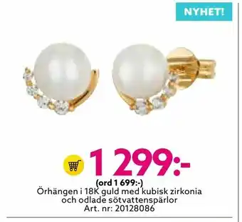 Albrekts Guld Örhängen i 18K guld med kubisk zirkonia och odlade sötvattenspärlor erbjuda