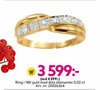 Ring i 18K guld med åtta diamanter 0,02 ct