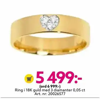 Albrekts Guld Ring i 18K guld med 3 diamanter 0,05 ct erbjuda