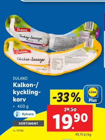 Kalkon-/ kycklingkorv