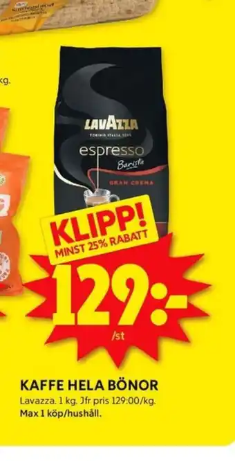 ICA Kvantum Espresso barista kaffebönor erbjuda