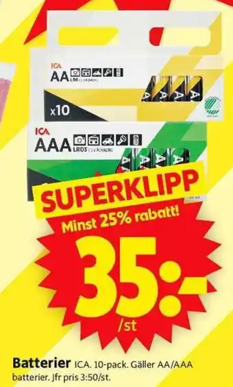 ICA Supermarket Batterier erbjuda