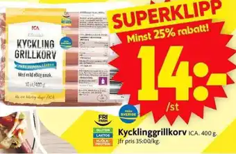 ICA Supermarket Kycklinggrillkorv erbjuda