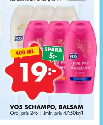 ÖoB VO5 SCHAMPO, BALSAM erbjuda