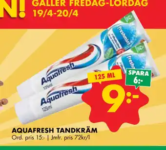 ÖoB AQUAFRESH TANDKRÄM erbjuda