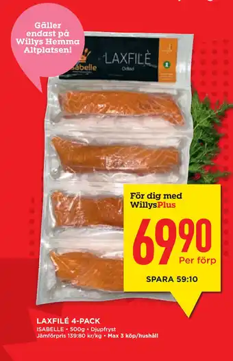 Willys Hemma LAXFILÉ 4-PACK erbjuda