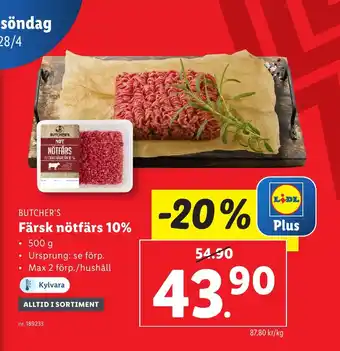 Lidl Färsk nötfärs 10% erbjuda