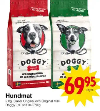 Matöppet Doggy hundmat erbjuda