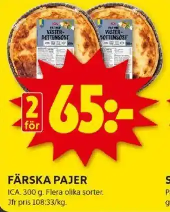 ICA Kvantum FÄRSKA PAJER erbjuda