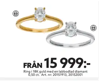 Ring i 18K guld med en labbodlad diamant 0,50 ct