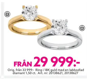 Albrekts Guld Ring i 18K guld med en labbodlad diamant 1,50 ct erbjuda