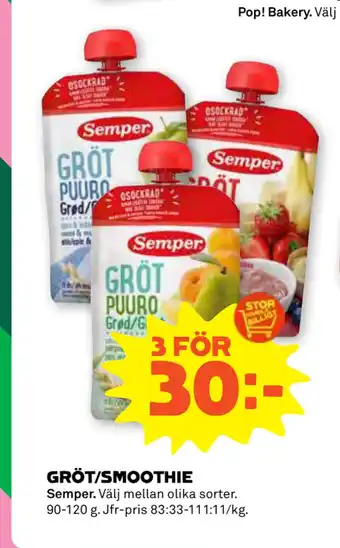 Stora Coop GRÖT/SMOOTHIE erbjuda