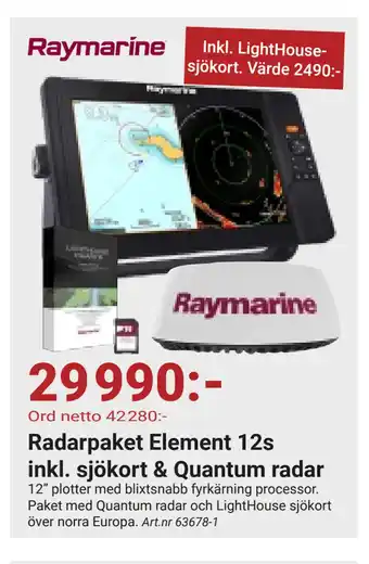 Erlandsons Brygga Radarpaket Element 12s inkl. sjökort & Quantum radar erbjuda