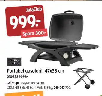 Jula Portabel gasolgrill 47x35 cm erbjuda