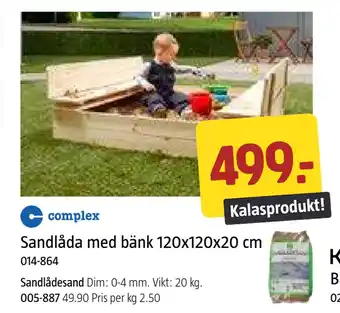 Jula Sandlåda med bänk 120x120x20 cm erbjuda