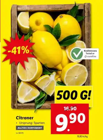 Lidl Citroner erbjuda