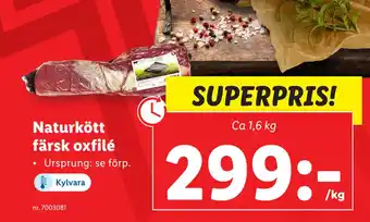 Lidl Naturkött färsk oxfilé erbjuda
