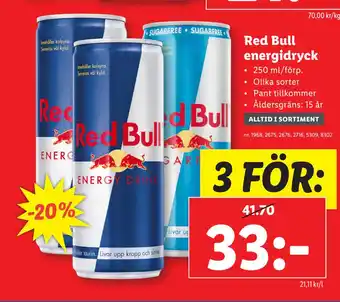 Lidl Red Bull energidryck erbjuda