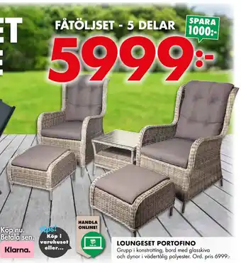 ÖoB LOUNGESET PORTOFINO erbjuda