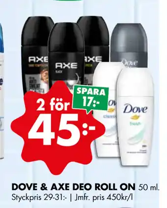 ÖoB DOVE & AXE DEO ROLL ON erbjuda