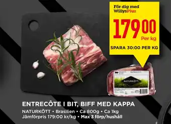 Willys ENTRECÔTE I BIT, BIFF MED KAPPA erbjuda