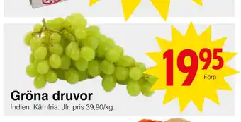 Matöppet Gröna druvor erbjuda