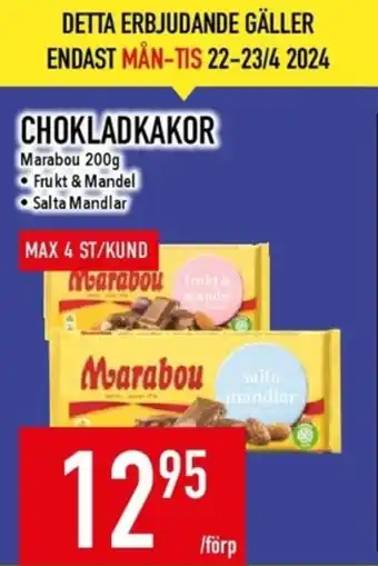 Matdax Marabou chokladkaka frukt & mandel erbjuda