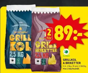 ICA Kvantum GRILLKOL & BRIKETTER erbjuda