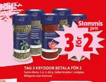 ICA Kvantum TAG 3 KRYDDOR BETALA FÖR 2 erbjuda