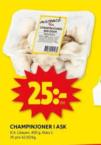 ICA Kvantum CHAMPINJONER I ASK erbjuda