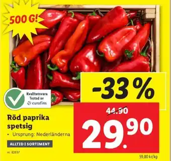 Lidl Röd paprika spetsig erbjuda