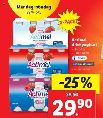 Lidl Actimel drickyoghurt • 8×100 g erbjuda