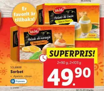 Lidl SOL&MAR Sorbet erbjuda