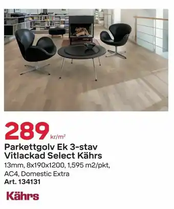 Byggmax Parkettgolv Ek 3-stav Vitlackad Select Kährs erbjuda