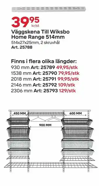 Byggmax Väggskena Till Wiksbo Home Range 514mm erbjuda