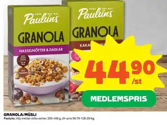 Coop GRANOLA/MÜSLI erbjuda