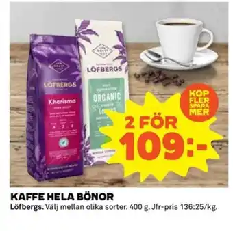 Coop KAFFE HELA BÖNOR erbjuda