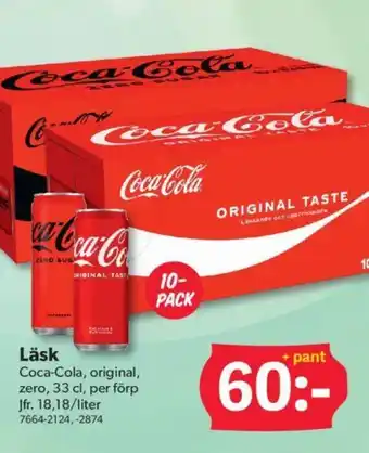 Coca-Cola, original, zero, 33 cl