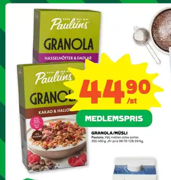 Stora Coop GRANOLA/MÜSLI erbjuda