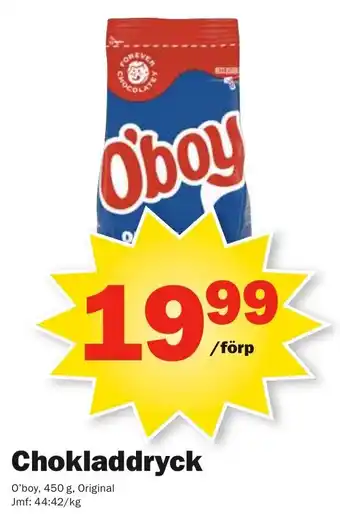 Pekås O'boy Chokladdryck 450g erbjuda