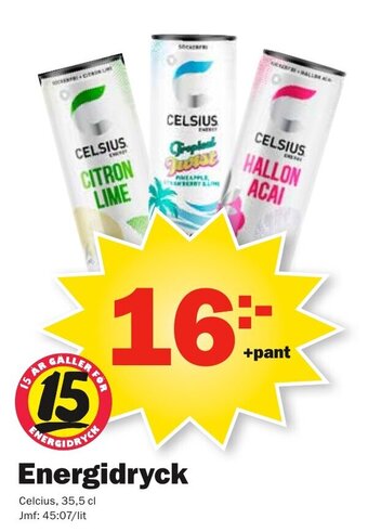 Pekås Celcius Energidryck 35,5cl erbjuda